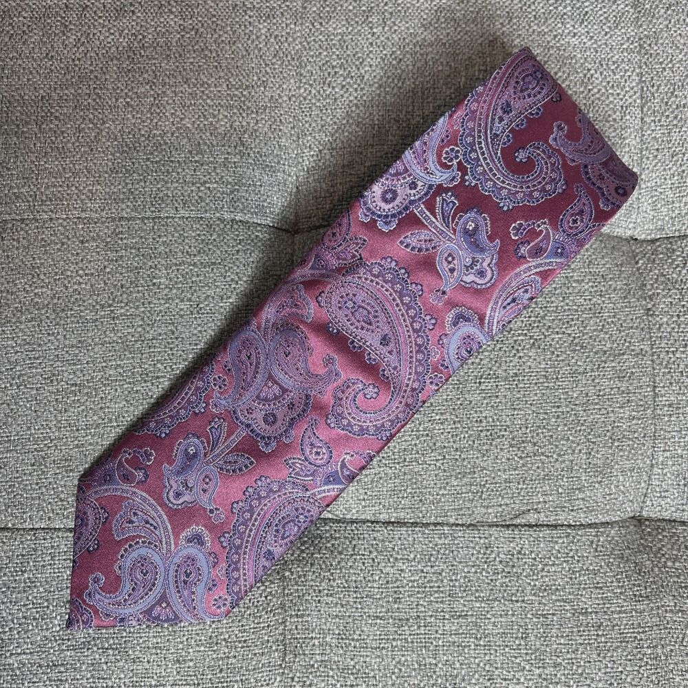 Canali Silk Tie Purple Paisley Made in Italy